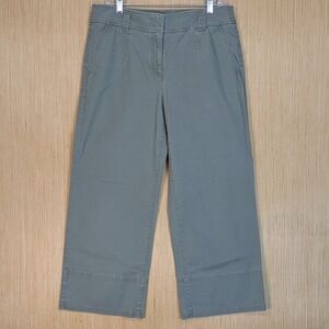 Ann Taylor LOFT Cropped Wide Leg‎ Pants High Rise Olive Green Casual Women's 10